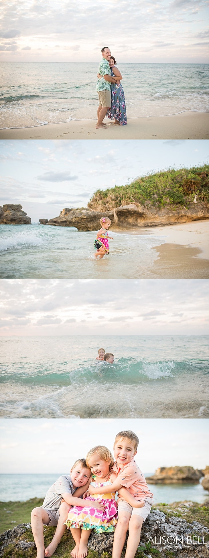 Family of 5, twin boys, beach photo session in Okinawa Japan by Alison Bell, Photographer