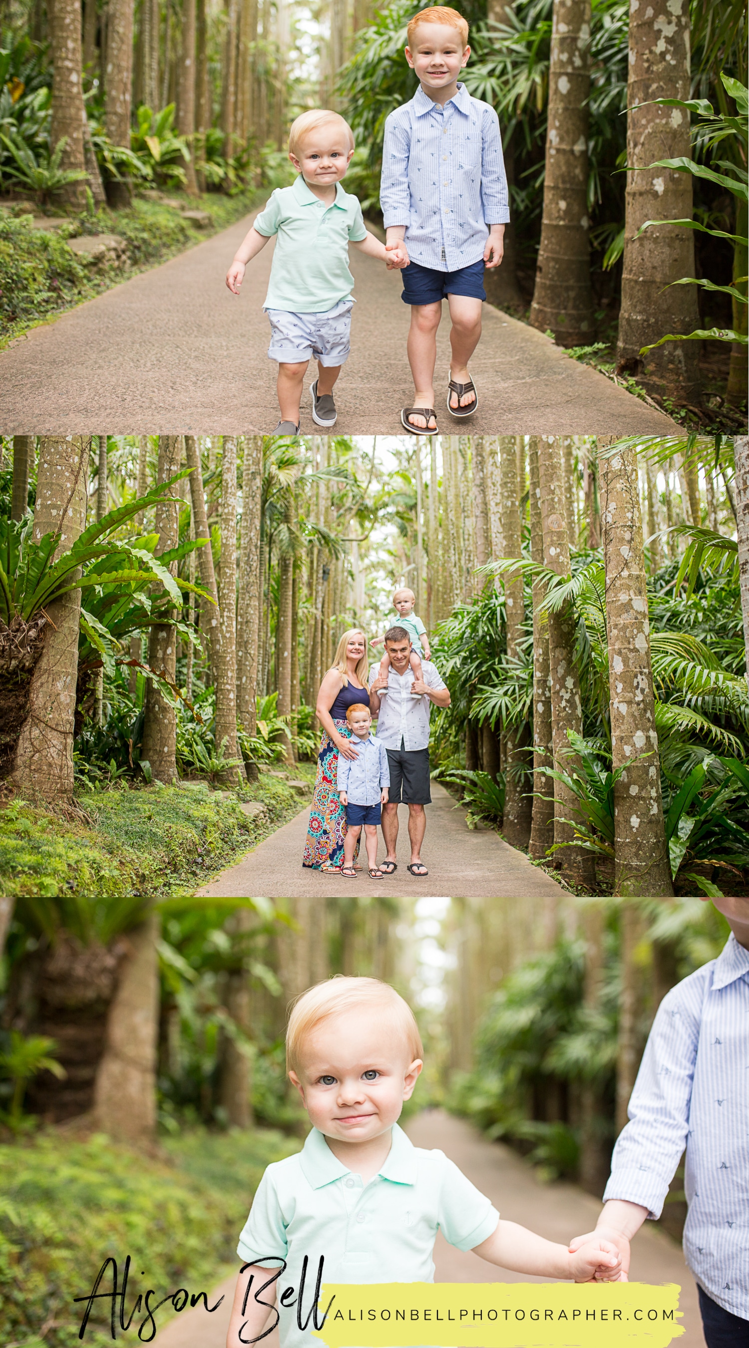 Family of four photo session at Okinawa's Southeast Botanical Gardens by Alison Bell, Photographer