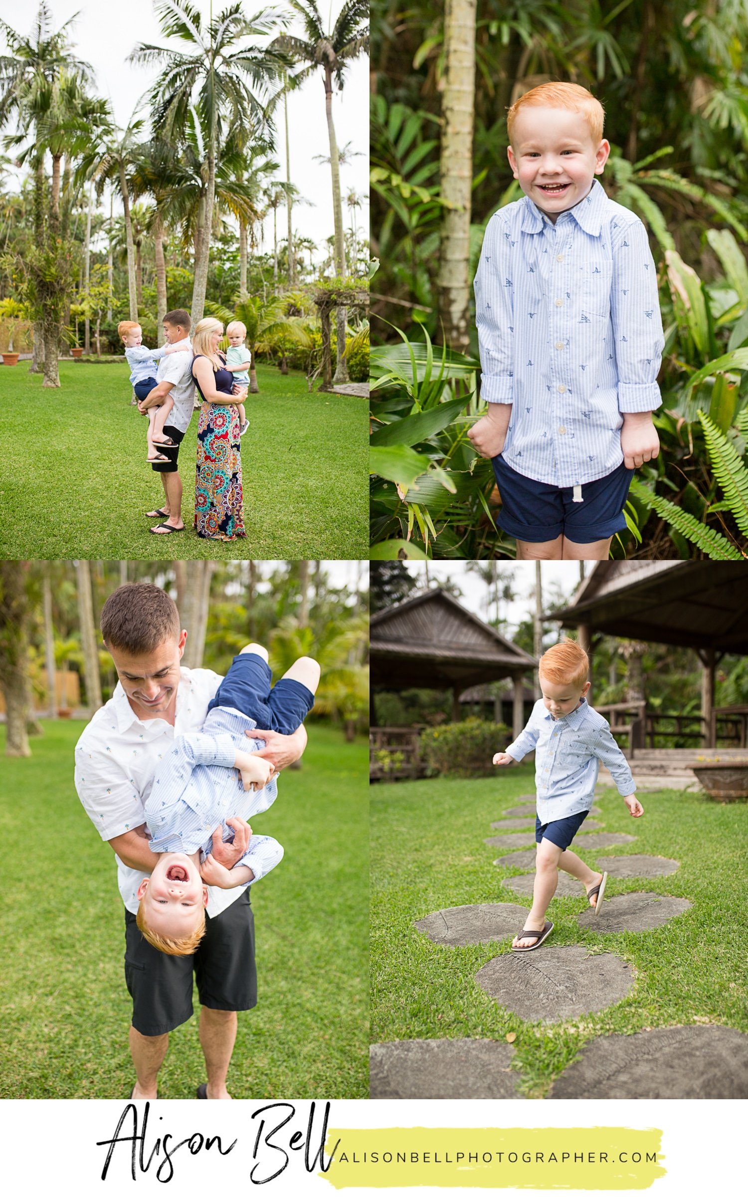 Family of four photo session at Okinawa's Southeast Botanical Gardens by Alison Bell, Photographer