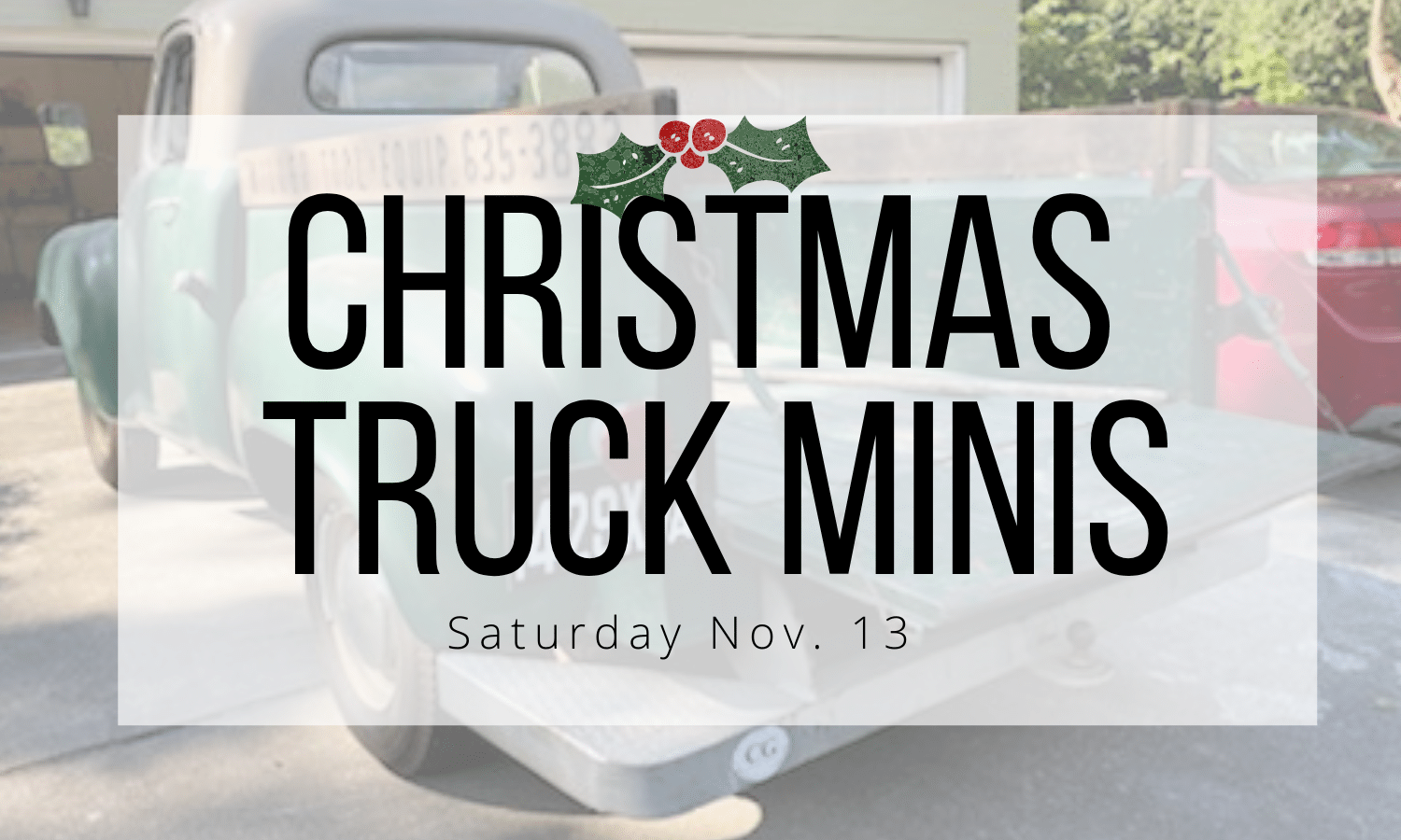 Holiday mini sessions in virginia beach, hampton roads va with a classic christmas truck