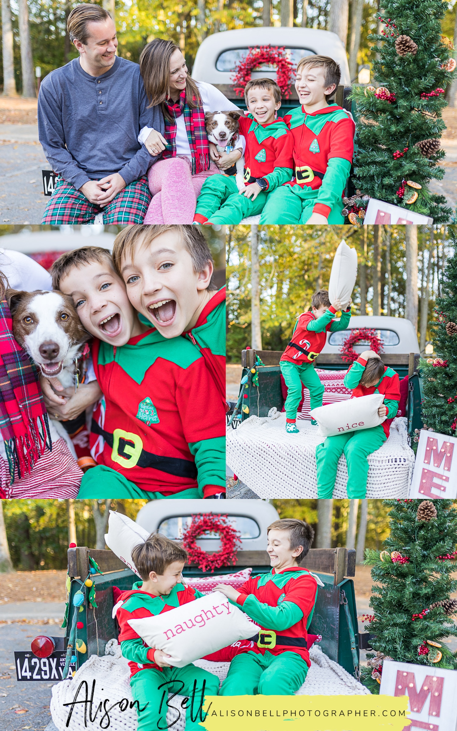 Virginia Beach fall minis session with old Christmas Truck