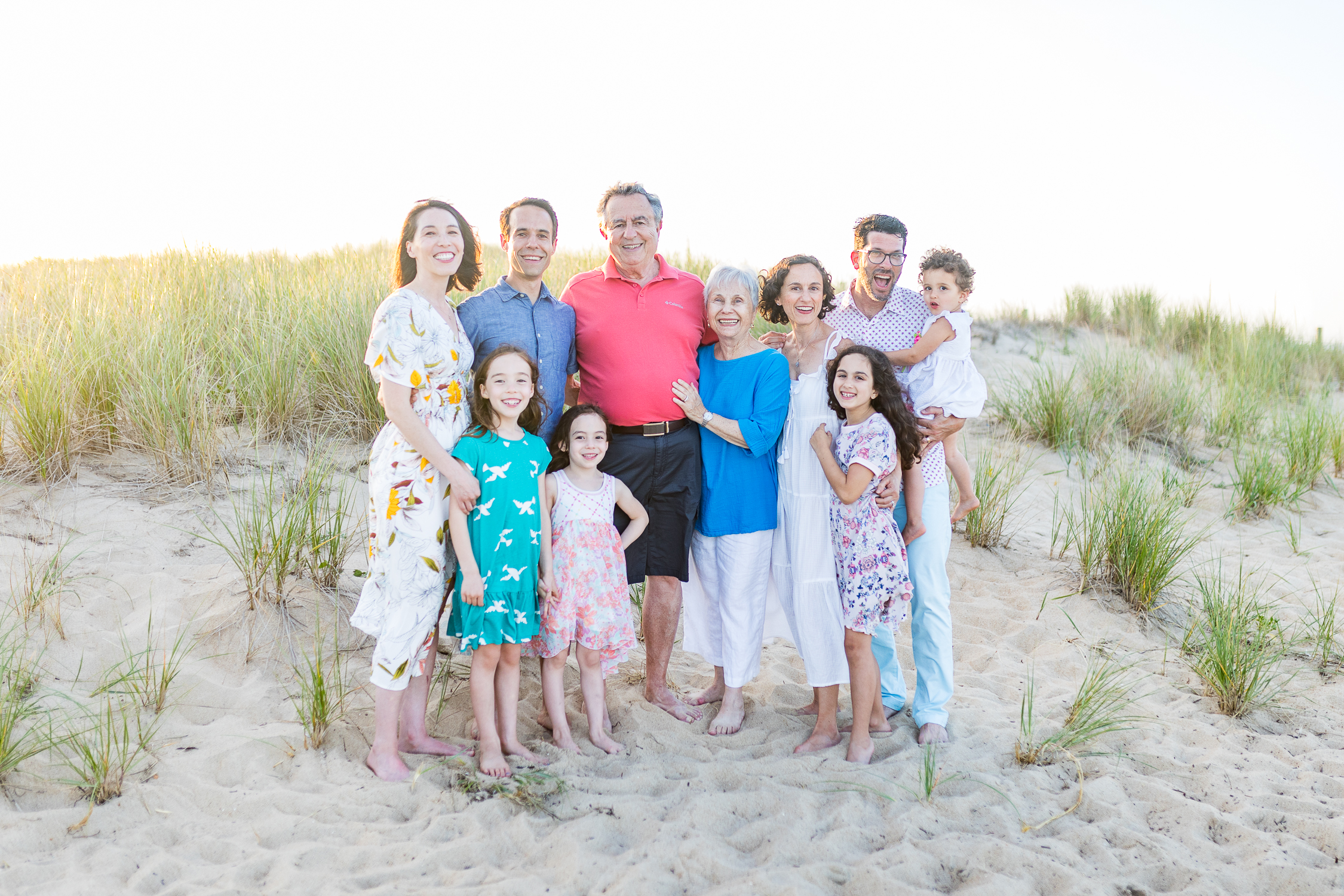 extended family photoshoot on north end beach in virginia beach va