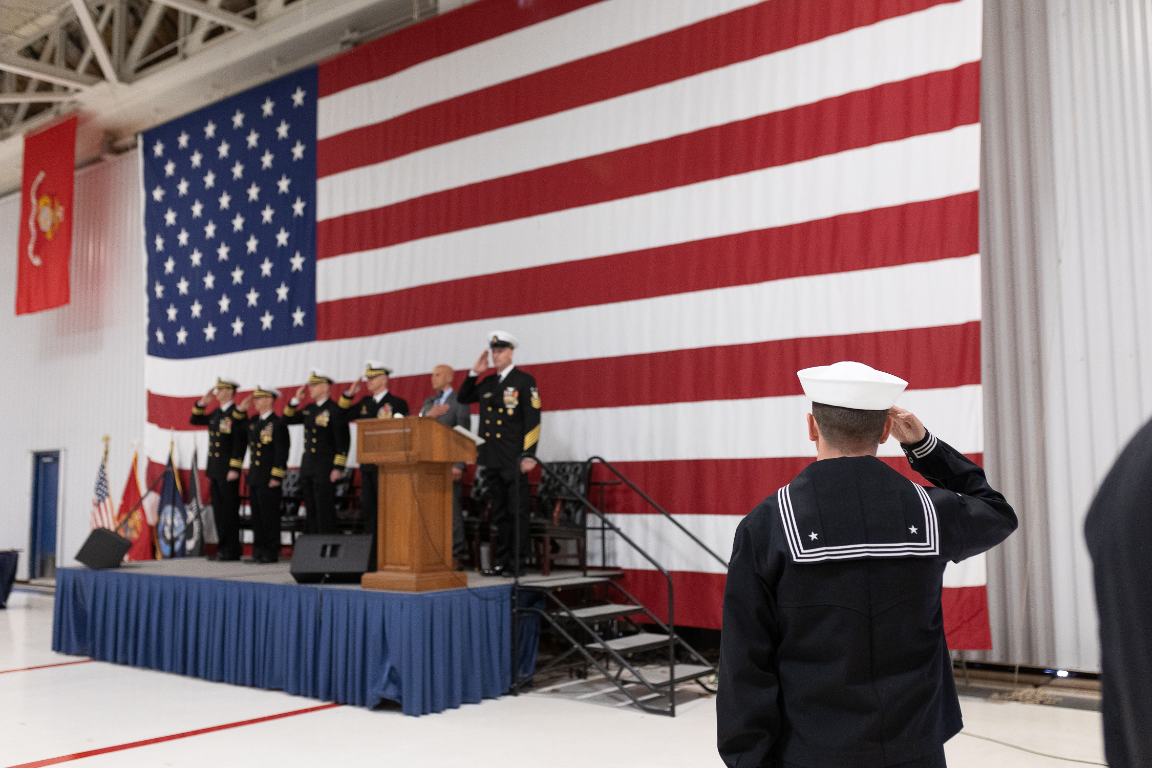 Navy change of command ceremony at oceana naval air station inside hangar by alison bell photographer virginia beach