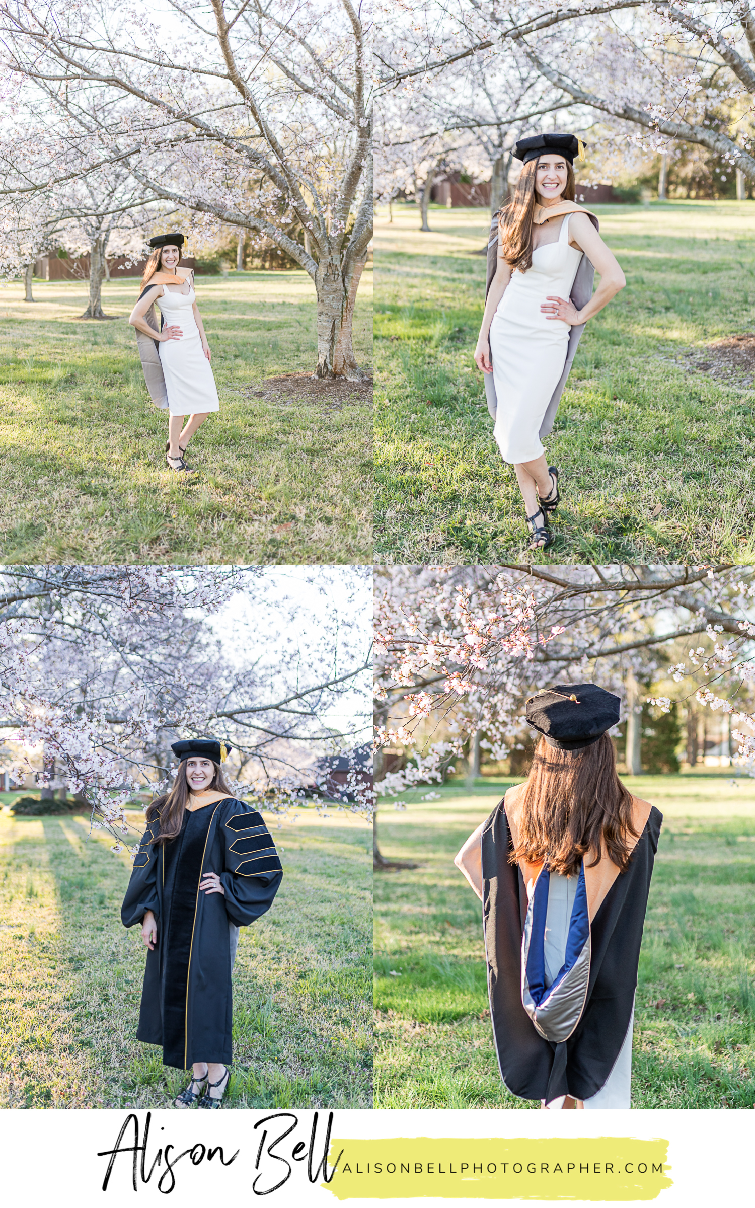 Spring senior cap and gown photo session with cherry blossoms in virginia beach, va by alisonbell photographer