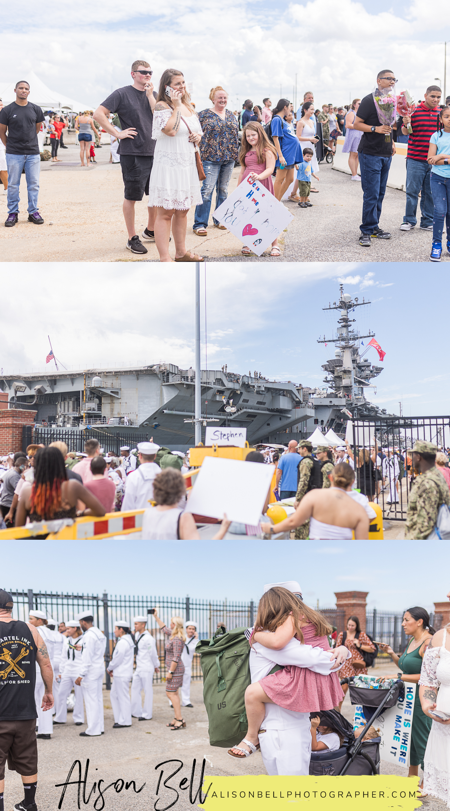 navy ship homecoming at the pier in naval base norfolk, virginia
