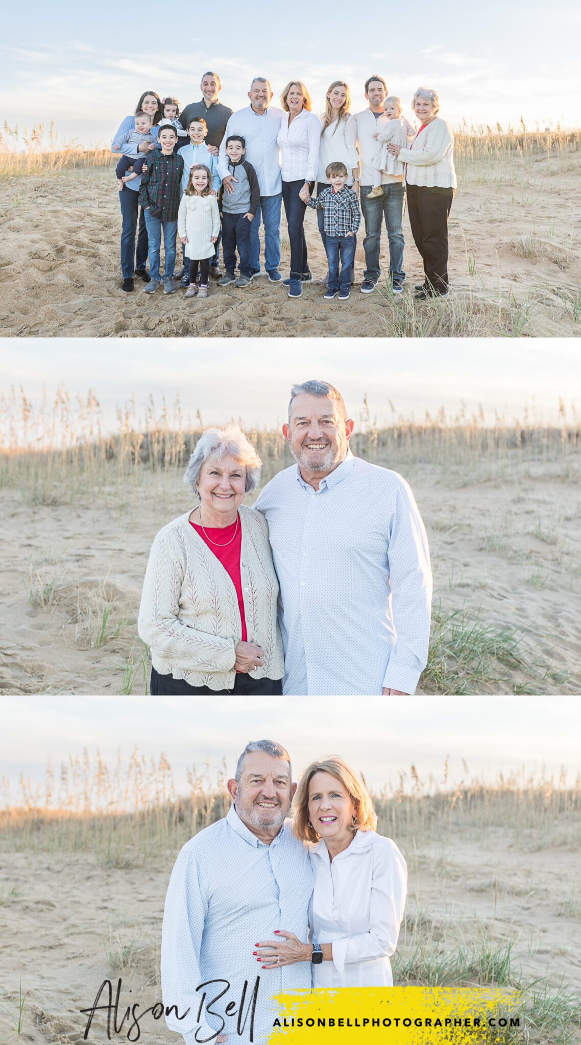 Thanksgiving extended family photos on the beach in Virginia Beach by Alison Bell, Photographer