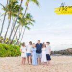 family with teens at paradise cove beach, ko olina, oahu by alison bell, photographer