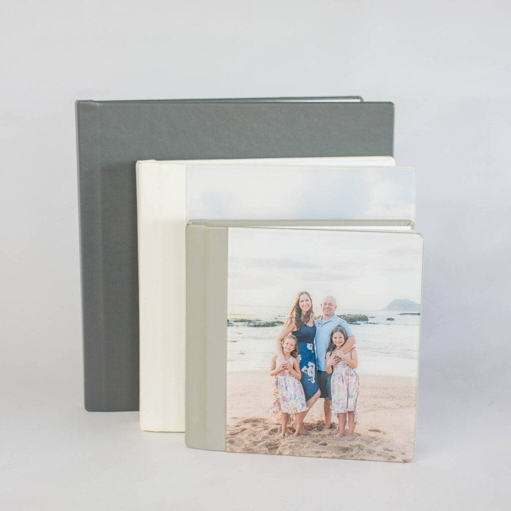 family heirloom photo album in three sizes from Alison Bell, photographer: 12, 10 and 8 inches
